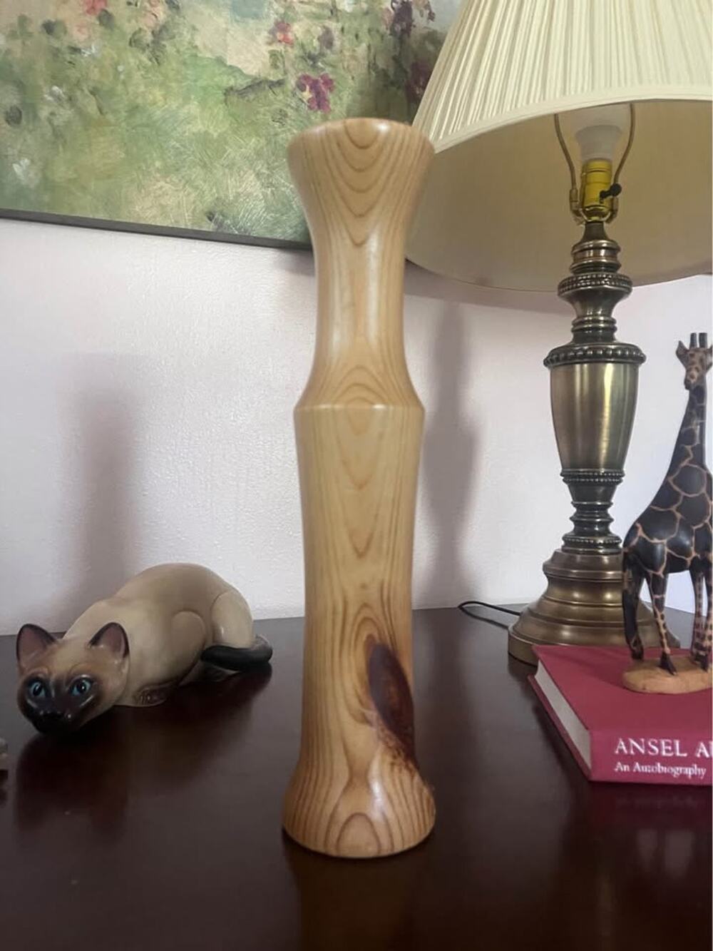 Single Hand Turned Wood Tall Candleholder